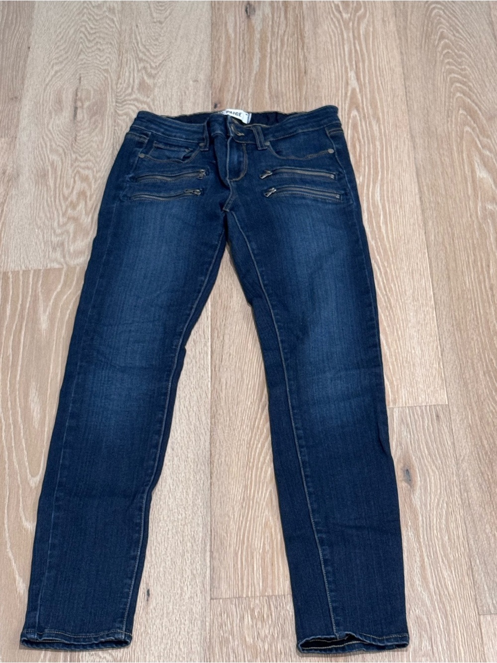 PAIGE Dark Blue Skinny Jeans with Front Zip Details